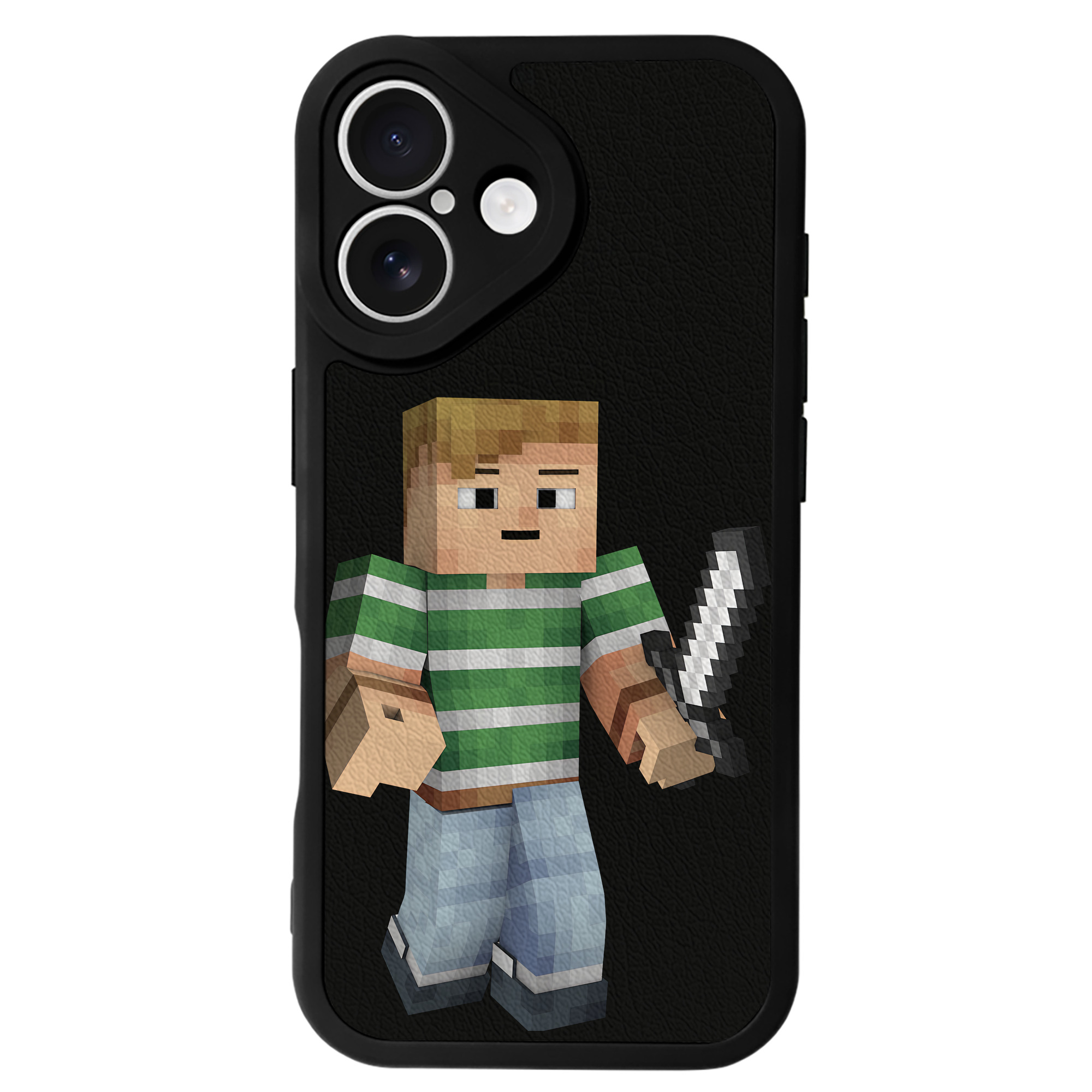 （画像用） マインクラフト ブロックの世界 Minecraft MC Block world 【iPhone 16シリーズ対応】シリコンスマホケース（レザー調） 材質：シリコン
